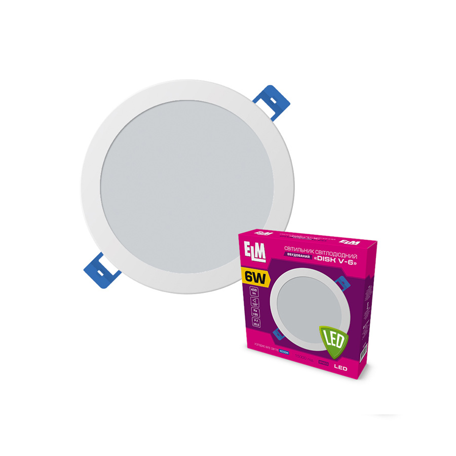 Світильник стельовий вбудований світлодіодний ELM Disk-V 6Вт 4000К IP20